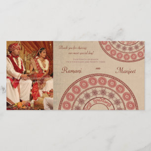 Indian Henna Wedding Thank You Photo Card