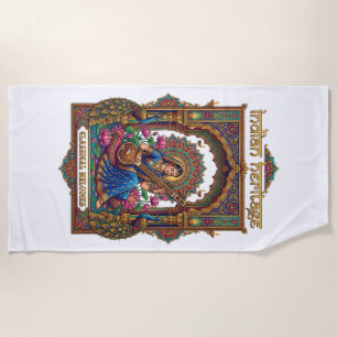 Indian Heritage: Classical Musician Veena Art Beach Towel