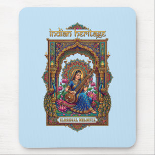 Indian Heritage: Classical Musician Veena Art Mouse Pad