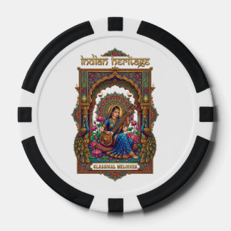 Indian Heritage: Classical Musician Veena Art Poker Chips
