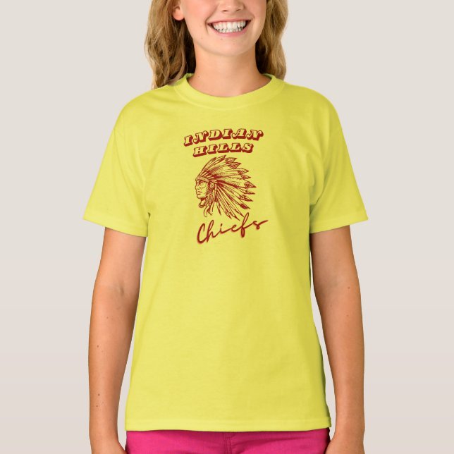 Indian Hills Chiefs Girls' Yellow School Pride Tee (Front)