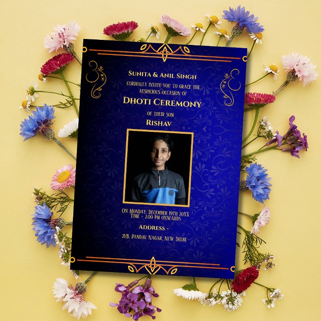 Indian Hindu Boy Dhoti Ceremony Pancha Kattu Invit Invitation (Creator Uploaded)