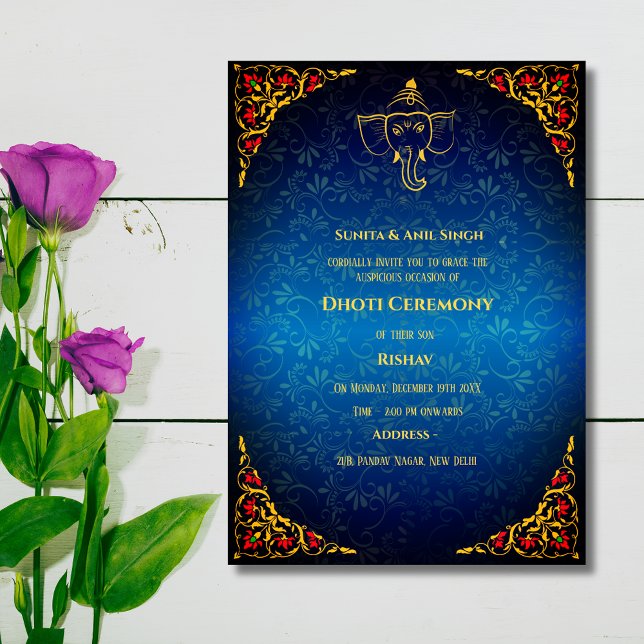 Indian Hindu Boy Dhoti Ceremony Pancha Kattu Invit Invitation (Creator Uploaded)