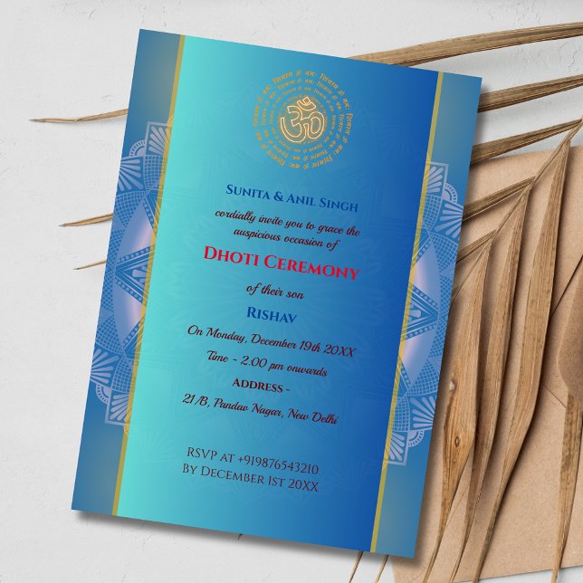 Indian Hindu Boy Dhoti Ceremony Pancha Kattu Invitation (Creator Uploaded)