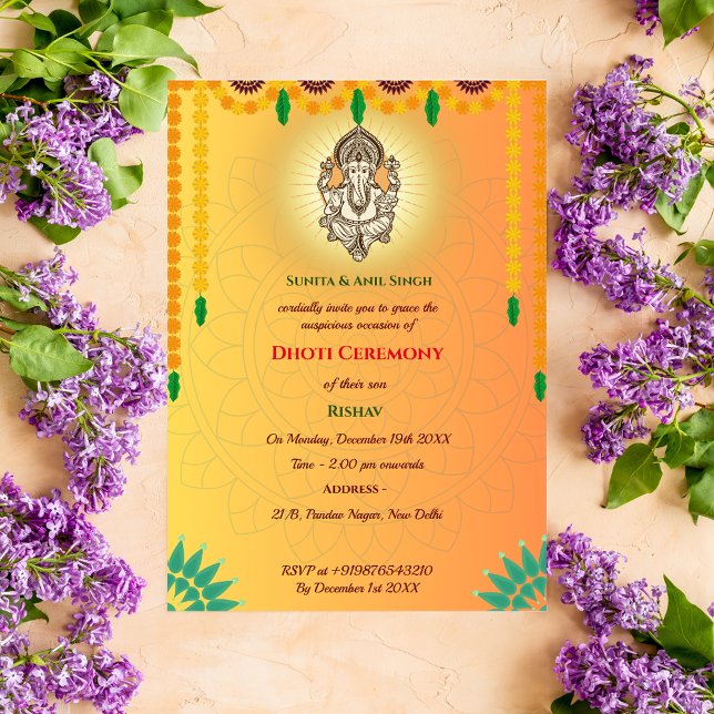 Indian Hindu Boy Dhoti Ceremony Pancha Kattu Invitation (Creator Uploaded)