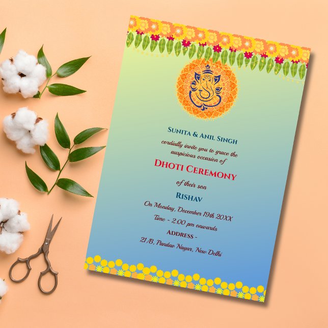 Indian Hindu Boy Dhoti Ceremony Pancha Kattu Invitation (Creator Uploaded)