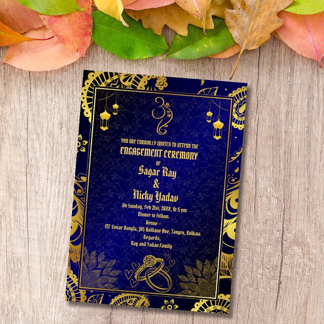 Indian Hindu Engagement Ceremony Golden Elements Invitation (Creator Uploaded)