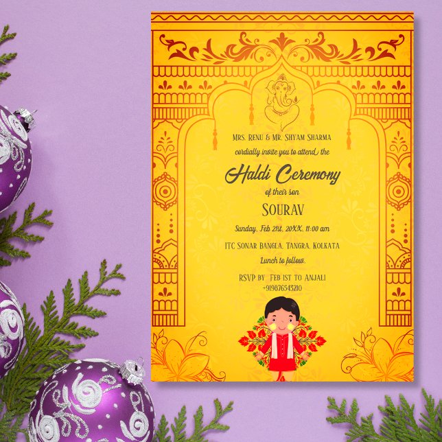 Indian Hindu Groom Haldi Ceremony Royal  Invitation (Creator Uploaded)