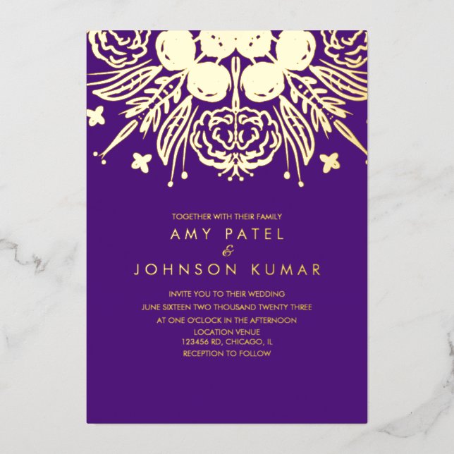 Indian Hindu Hand Drawn  Wedding Pressed   (Front)