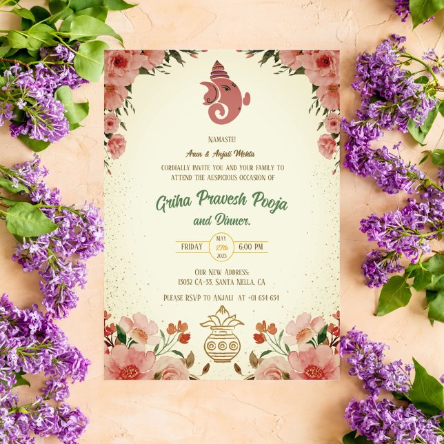 Indian Hindu Housewarming Griha Pravesh Invitation (Creator Uploaded)