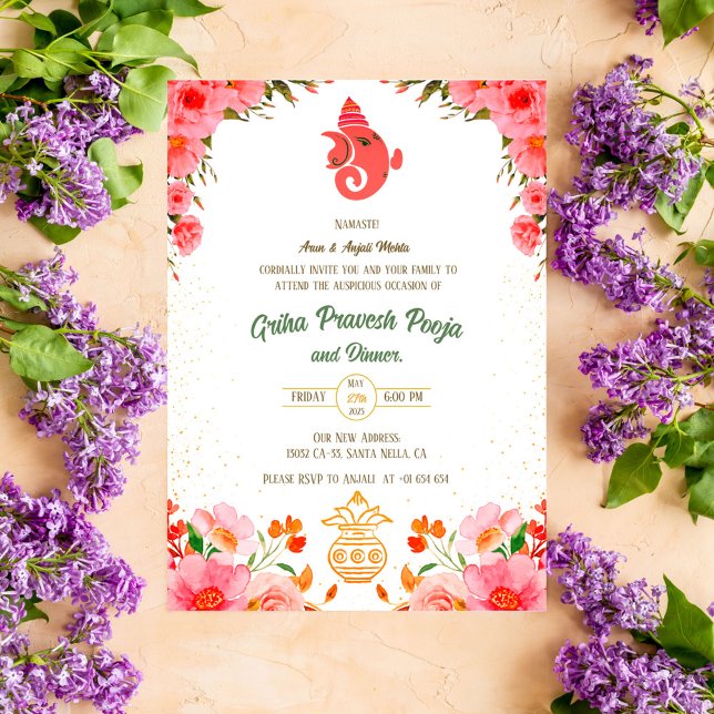 Indian Hindu Housewarming Griha Pravesh Invitation (Creator Uploaded)