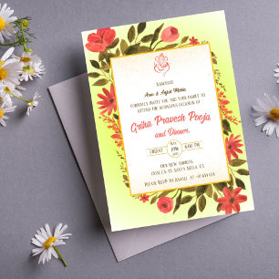 Indian Hindu Housewarming Griha Pravesh Invitation