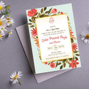 Indian Hindu Housewarming Griha Pravesh Invitation