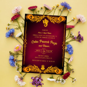 Indian Hindu Housewarming Griha Pravesh Invitation