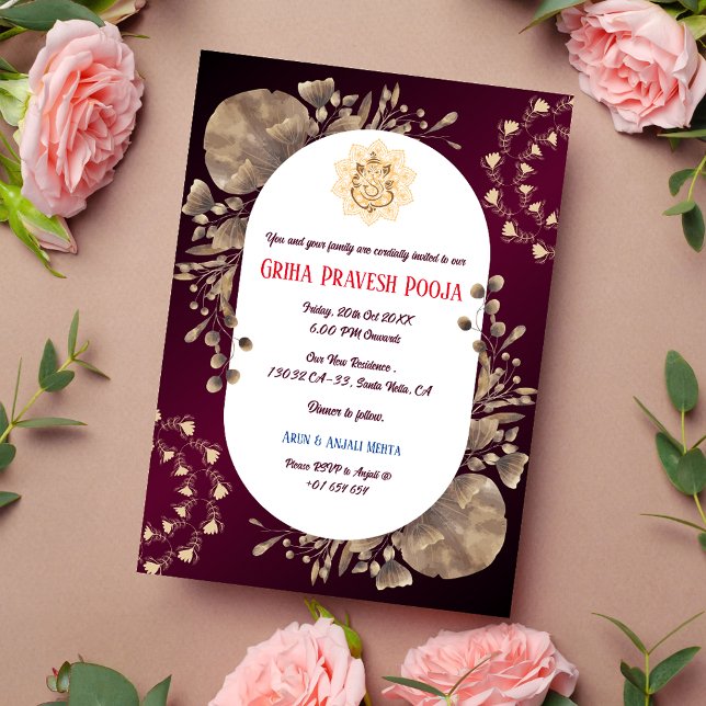 Indian Hindu Housewarming Griha Pravesh Rustic Invitation (Creator Uploaded)