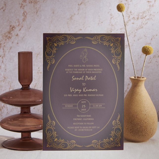 Indian Hindu Wedding Custom Photo Ganesha Logo Invitation (Creator Uploaded)