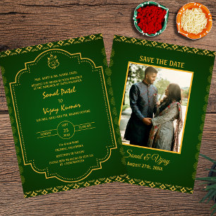 Indian Hindu Wedding Custom Photo Ganesha Logo Invitation