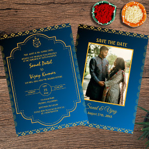 Indian Hindu Wedding Custom Photo Ganesha Logo Invitation