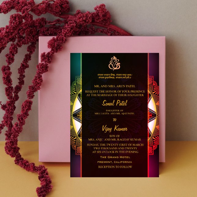 Indian Hindu Wedding Ganesha & Chakra Invitation (Creator Uploaded)