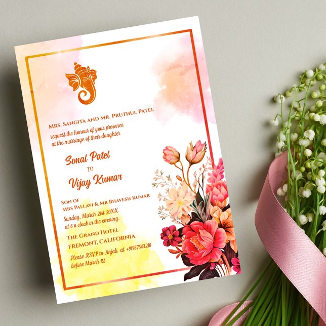 Indian Hindu Wedding Ganesha Invitation (Creator Uploaded)