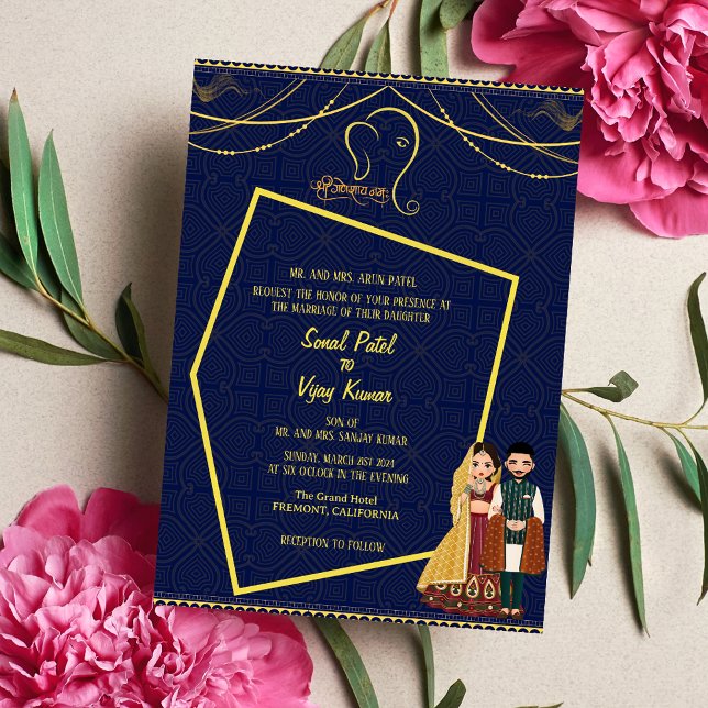 Indian Hindu Wedding Ganesha Royal Golden Invitation (Creator Uploaded)