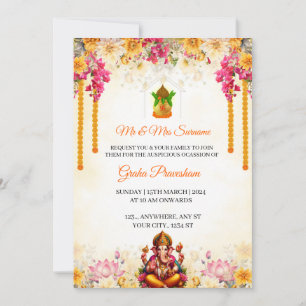 Indian Housewarming Invitation Card, Gruha Pravesh