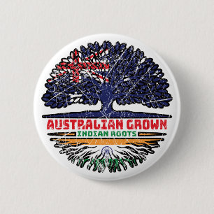 Indian India Australian Australia Tree Roots Flag 6 Cm Round Badge