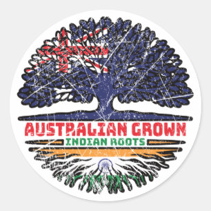 Indian India Australian Australia Tree Roots Flag Classic Round Sticker
