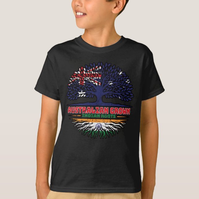 Indian India Australian Australia Tree Roots Flag T-Shirt (Front)