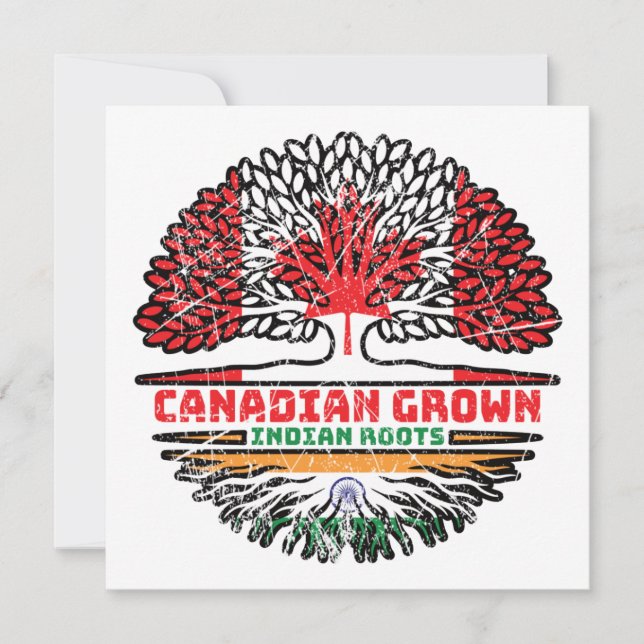 Indian India Canadian Canada Tree Roots Flag Card (Front)