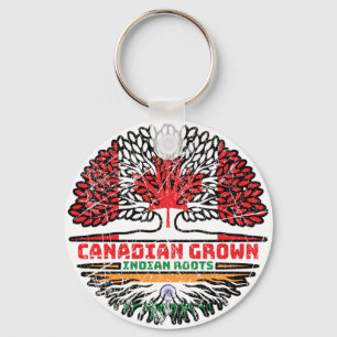 Indian India Canadian Canada Tree Roots Flag Key Ring