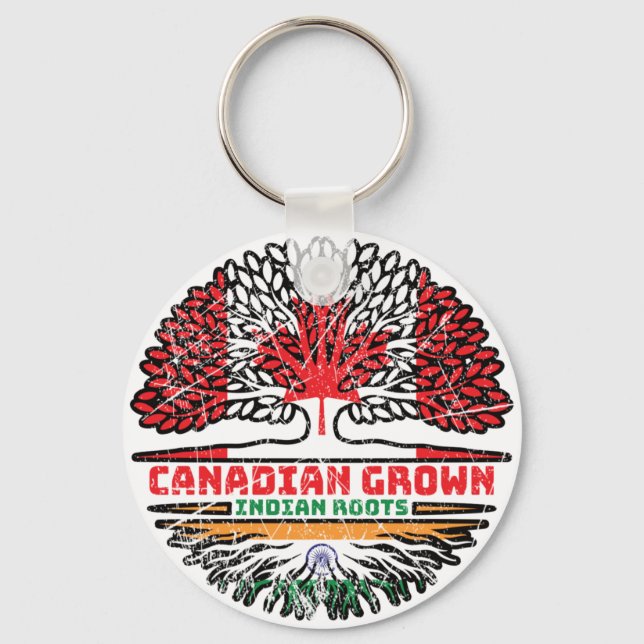 Indian India Canadian Canada Tree Roots Flag Key Ring (Front)