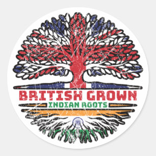 Indian India Uk United Kingdom British Tree Roots Classic Round Sticker
