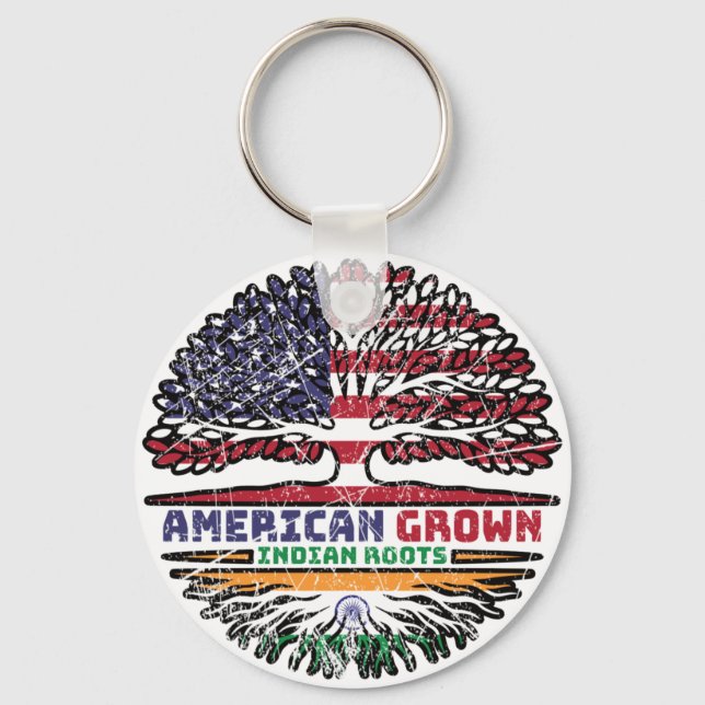 Indian India US American USA United States Tree Key Ring (Front)