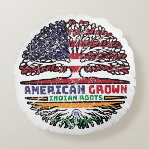 Indian India US American USA United States Tree Round Cushion