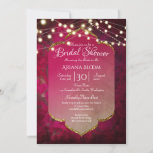 Indian Inspired Boho Damask in Deep Pink Invitation