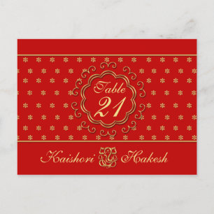 Indian Inspired Wedding Table Number Postcard