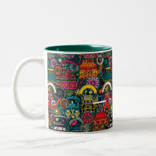 Indian kettles dark Two-Tone Coffee Mug