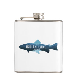 Indian Lake New York Fish Hip Flask