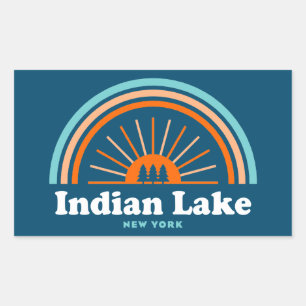 Indian Lake New York Rainbow Rectangular Sticker