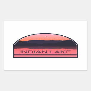 Indian Lake New York Red Sunrise Rectangular Sticker