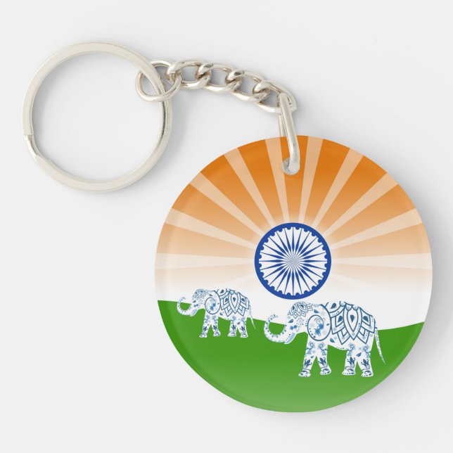 Indian "landscape" flag key ring (Front)