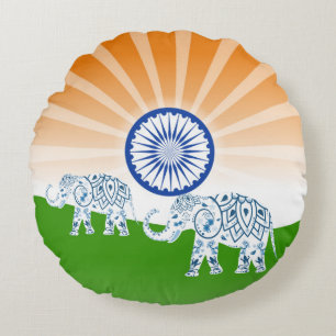 Indian "landscape" flag round cushion