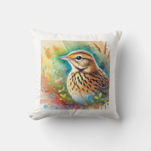 Indian Lark 170724AREF149 - Watercolor Cushion