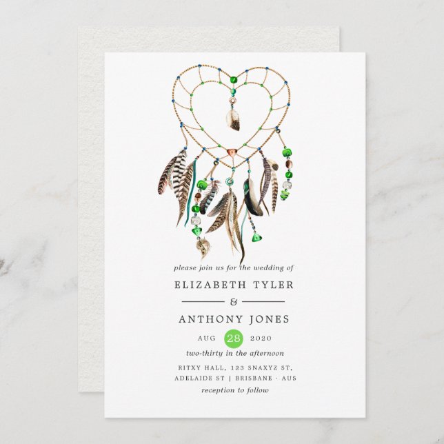 Indian legend Tribal Boho Wedding Invitation (Front/Back)