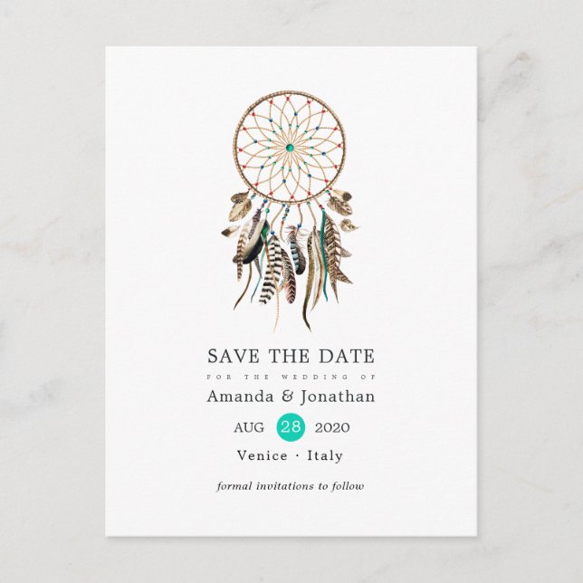 Indian legend Tribal Boho Wedding Save the Date Announcement Postcard (Front)
