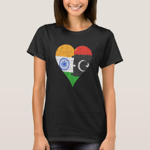 Indian Libyan Flag Heart T-Shirt