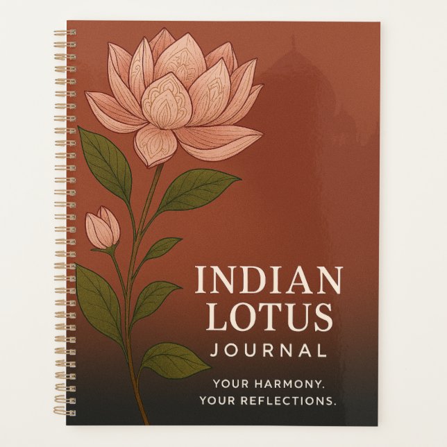 Indian Lotus Journal: Nature-Inspired Notebook for Planner (Front)