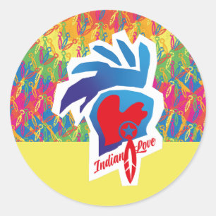INDIAN LOVE HEART BY MASANSER CLASSIC ROUND STICKER