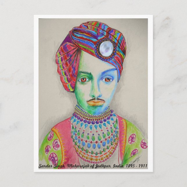 Indian Maharajah from 1900, original art Postcard (Front)